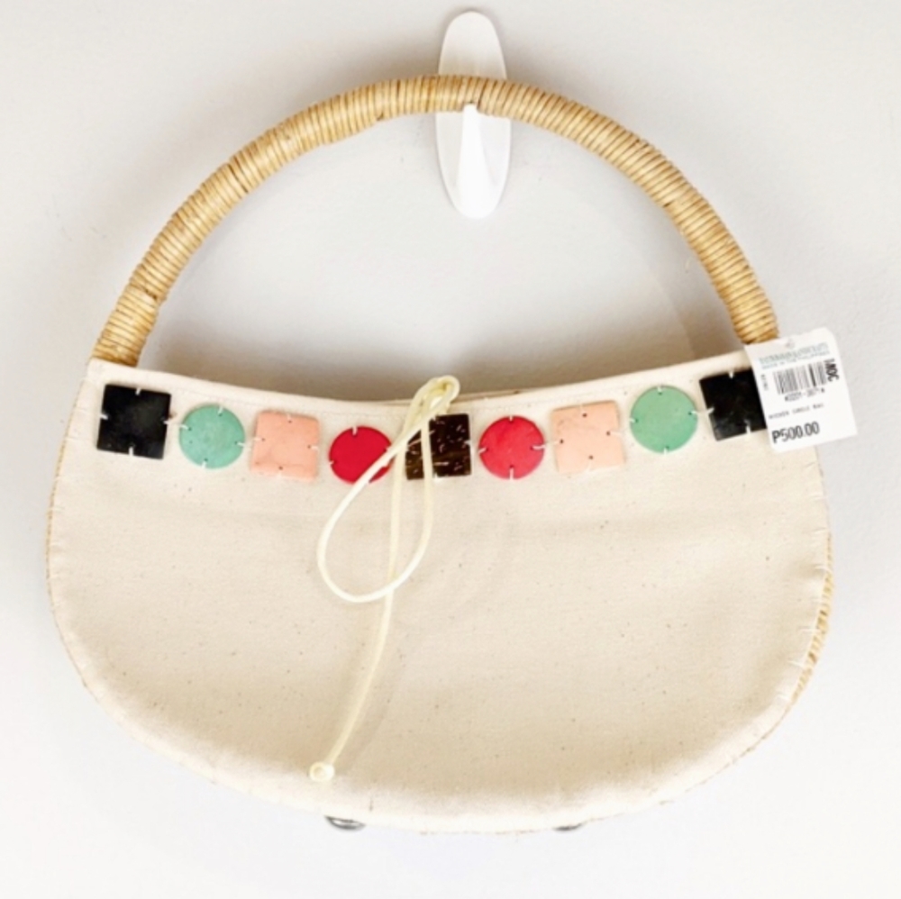 🧵NWT Balikbayan Hand Made Artisan Wicker Canvas Handbag